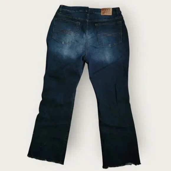 Frye And Co. Jeans Women's Sz 12 32x26*Short Dark Wash Button Fly Bootcut Faded - Picture 2 of 7